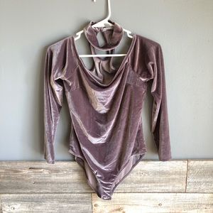 Velvet off shoulder choker body suite
